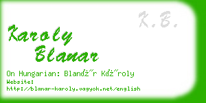 karoly blanar business card